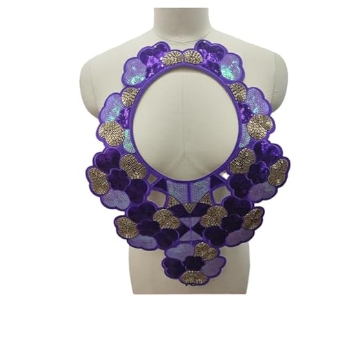 DIY Volldiamant-Kleber for Aufbügeln, glänzende Kragendekoration, buntes Kunstkragen-Zubehör(Darkpurple) von YOPI