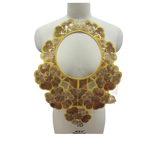DIY Volldiamant-Kleber for Aufbügeln, glänzende Kragendekoration, buntes Kunstkragen-Zubehör(Gold) von YOPI