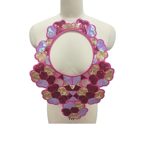 DIY Volldiamant-Kleber for Aufbügeln, glänzende Kragendekoration, buntes Kunstkragen-Zubehör(Rosered) von YOPI