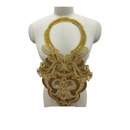 DIY selbstklebende Rückseite for Aufbügeln, Diamant, glänzend, falsches Halsband, Dekoration, stilvolles Halsband-Zubehör(Gold2) von YOPI