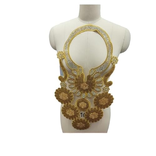 DIY selbstklebende Rückseite for Aufbügeln, Diamant, glänzend, falsches Halsband, Dekoration, stilvolles Halsband-Zubehör(Gold3) von YOPI