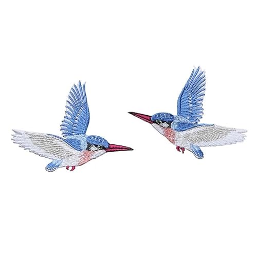 Ein Paar symmetrische Stoffflicken mit fliegendem Eisvogel for Aufnähen oder Aufbügeln, Stickaufkleber, DIY-Patch, Applizierte Kleidung Ein Paar symmetrische Stoffflicken mit fliegendem Eisvogel for Aufnähen oder Aufbügeln, Stickaufkleber, DIY-Patch, Applizierte Kleidung von YOPI