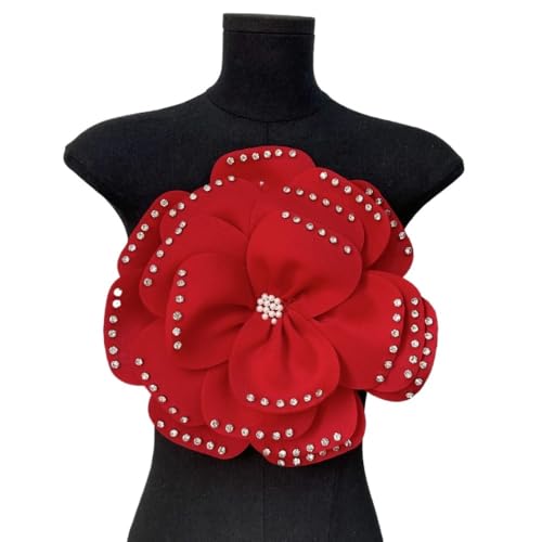 Haarschmuck mit großen Blumen und Perlen for Kleider und Hemden – elegante Corsagen-Dekoration(Rot) von YOPI