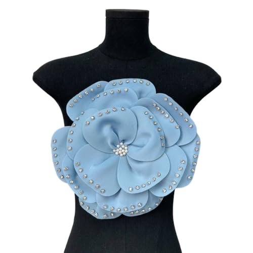 Haarschmuck mit großen Blumen und Perlen for Kleider und Hemden – elegante Corsagen-Dekoration(Sky Blue) von YOPI