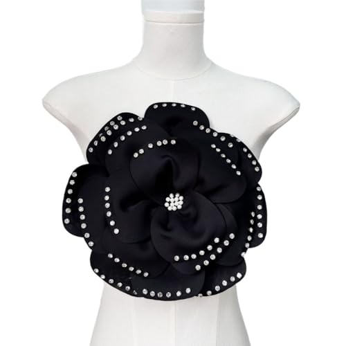Haarschmuck mit großen Blumen und Perlen for Kleider und Hemden – elegante Corsagen-Dekoration(black) von YOPI