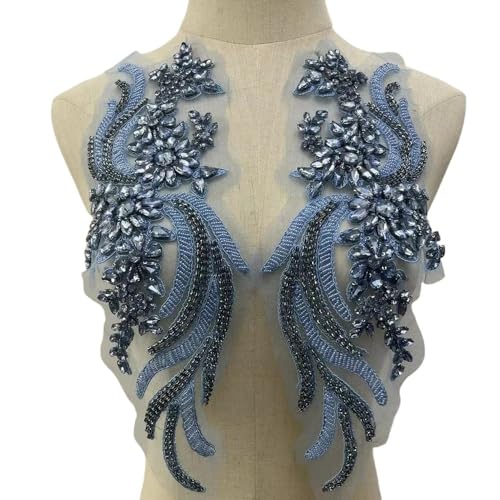 Handgefertigte Applikationen mit Perlen und Kristallen for das Mieder for Selbermachen von Kleidern – 1 Paar dekorative Accessoires(Light blue) von YOPI