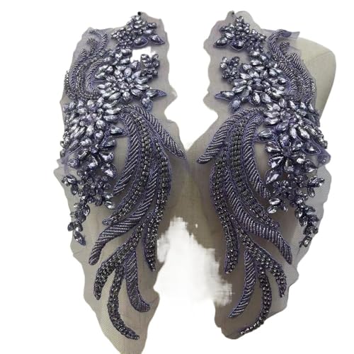 Handgefertigte Applikationen mit Perlen und Kristallen for das Mieder for Selbermachen von Kleidern – 1 Paar dekorative Accessoires(Light purple) von YOPI
