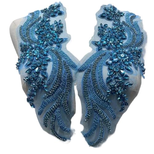 Handgefertigte Applikationen mit Perlen und Kristallen for das Mieder for Selbermachen von Kleidern – 1 Paar dekorative Accessoires(Sky Blue) von YOPI