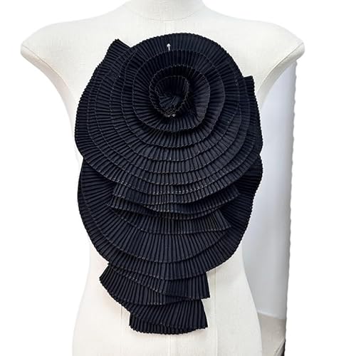 Handgefertigte mehrlagige Blumenbrosche for Damen | Elegante Stoff-Anstecknadeln for besondere Anlässe(black) von YOPI