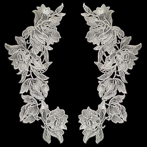 Hohle Stickerei Spitze Stickerei Stück Polyester Spitze Blumenmuster Blume Bekleidungszubehör DIY(Weiß) von YOPI