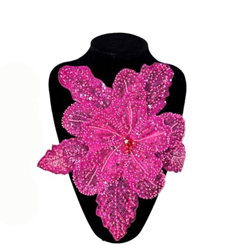 Kleidungsbrosche mit 3D-Blumenstickerei – Mehrschichtige Applikationen und große Kleidungsflicken for einen einzigartigen Stil(Rose red) von YOPI