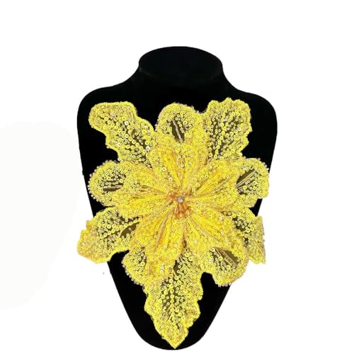 Kleidungsbrosche mit 3D-Blumenstickerei – Mehrschichtige Applikationen und große Kleidungsflicken for einen einzigartigen Stil(yellow) von YOPI