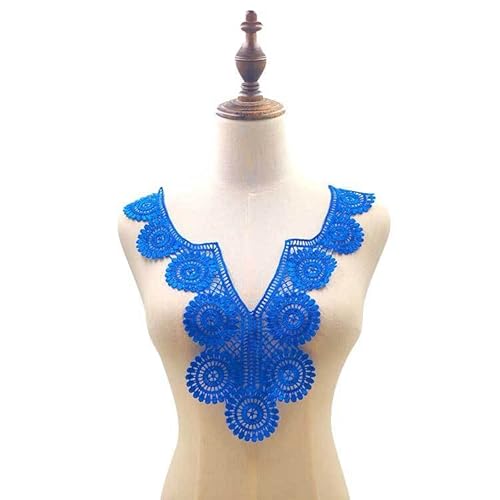 Kragen Polyester Seide Stickerei Kragen Hohl Corsage Spitze Falscher Kragen DIY Spitze Zubehör(Blue) von YOPI