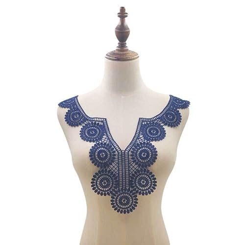 Kragen Polyester Seide Stickerei Kragen Hohl Corsage Spitze Falscher Kragen DIY Spitze Zubehör(Dark Blue) von YOPI