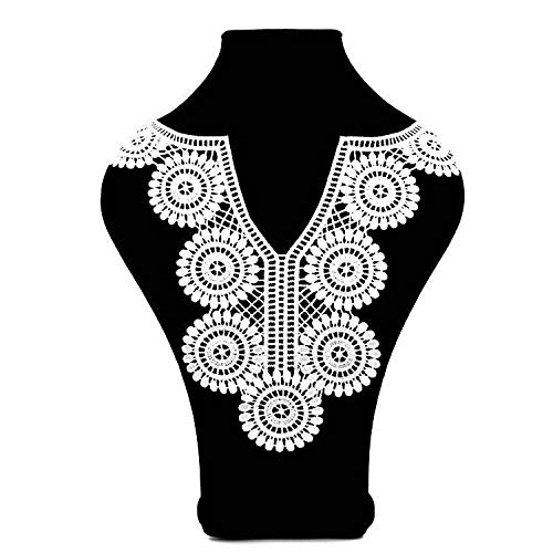 Kragen Polyester Seide Stickerei Kragen Hohl Corsage Spitze Falscher Kragen DIY Spitze Zubehör(Weiß) von YOPI