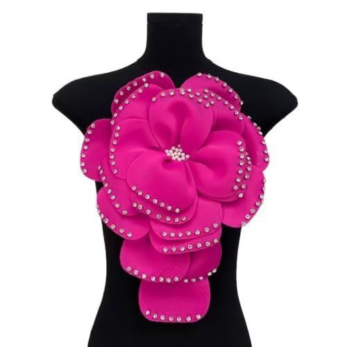 Mehrschichtiger dreidimensionaler Perlenstoff, große Blume, DIY-Kleidung, Kleid, Kopfschmuck, Haarschmuck, Corsage, Schmuck(Rose Red) von YOPI