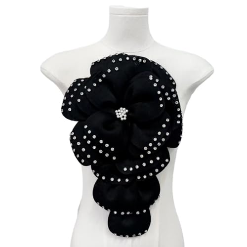 Mehrschichtiger dreidimensionaler Perlenstoff, große Blume, DIY-Kleidung, Kleid, Kopfschmuck, Haarschmuck, Corsage, Schmuck(black) von YOPI