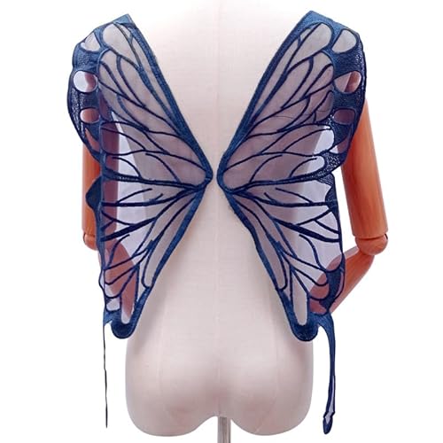 Schmetterlingsflügel, Rückenkragen, Spitze, Netzstoff, unterer Teil, Stickerei, Corsage, Polyester, leichte Stickerei, Zubehör(Dark Blue) von YOPI