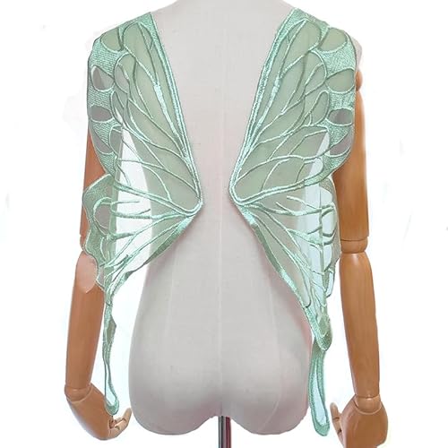 Schmetterlingsflügel, Rückenkragen, Spitze, Netzstoff, unterer Teil, Stickerei, Corsage, Polyester, leichte Stickerei, Zubehör(LakeBlue) von YOPI