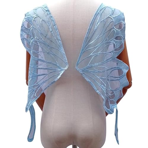 Schmetterlingsflügel, Rückenkragen, Spitze, Netzstoff, unterer Teil, Stickerei, Corsage, Polyester, leichte Stickerei, Zubehör(Sky Blue) von YOPI