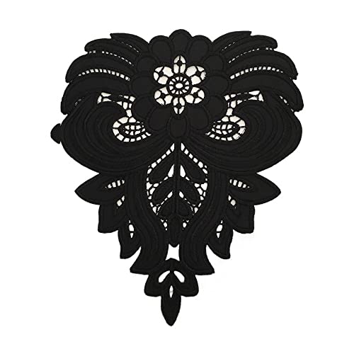 Schwarzer Samt Stickerei Spitze Ausschnitt Kragen Verzierung Nähen Applikationen Borten Spitze Stoff Kleid Zubehör Scrapbooking(1 PCS SALE) von YOPI