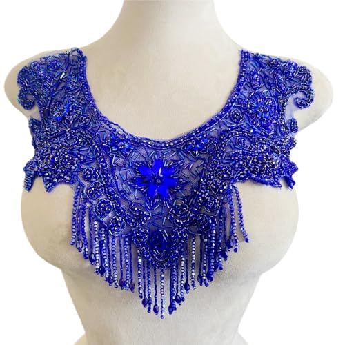 Schwere Quaste Diamant Spitze Ausschnitt Dekoration Zubehör for Kleider(Blue) von YOPI