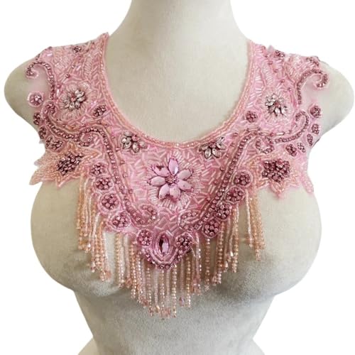 Schwere Quaste Diamant Spitze Ausschnitt Dekoration Zubehör for Kleider(pink) von YOPI