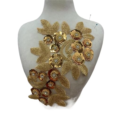 Smaragdgrüne 3D-Blumenapplikation for Ballkleider und Gesellschaftstanzkostüme – Akzente in Schwarz und Gold(Color 24) von YOPI