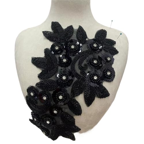 Smaragdgrüne 3D-Blumenapplikation for Ballkleider und Gesellschaftstanzkostüme – Akzente in Schwarz und Gold(Color 6) von YOPI