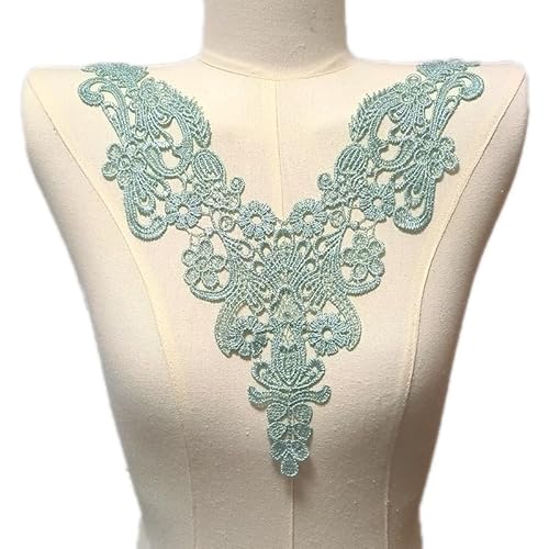 Spitzen-Corsage, Polyester-Seidenstickerei, falscher Kragen, DIY, hohle Stickerei, Blumen-Accessoires(Grassgreen) von YOPI