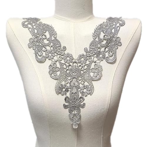 Spitzen-Corsage, Polyester-Seidenstickerei, falscher Kragen, DIY, hohle Stickerei, Blumen-Accessoires(green) von YOPI