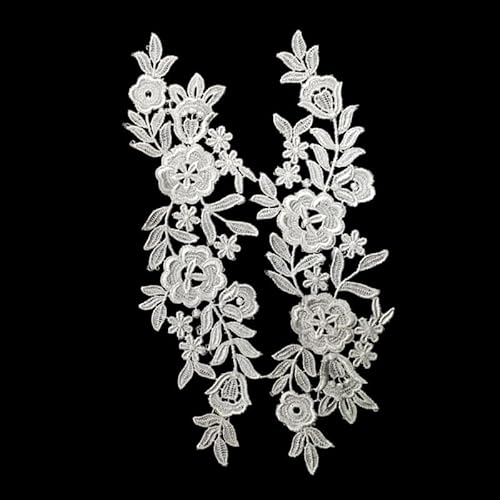 Spitzenblume Polyester Filament Stickerei Blume Hohlstickerei DIY Spitzenzubehör(Weiß) von YOPI