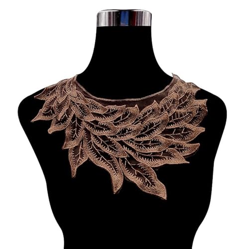 Spitzencorsage Polyesterseide Bestickter Kragen Netzunterseite Bestickter Kragen Falscher Kragen(Coffee) von YOPI
