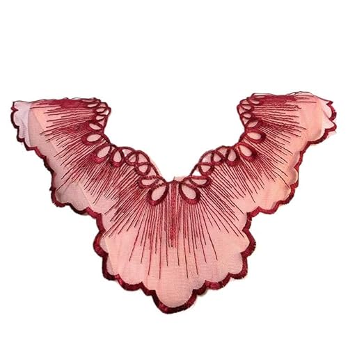 Spitzencorsage Polyesterseide Bestickter Kragen Netzunterseite Bestickter Kragen Falscher Kragen(Winered) von YOPI