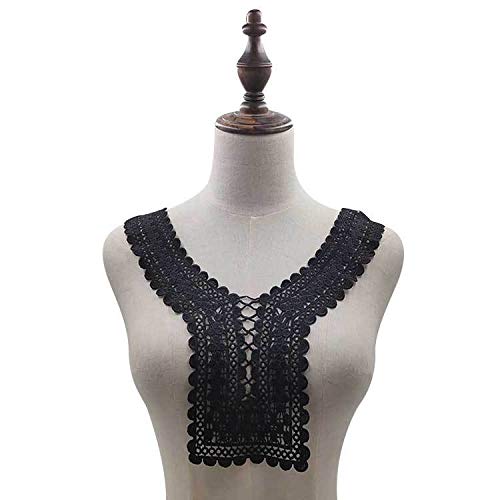 Spitzenkragen Blume Milchseide Stickerei Kragen Hohl Stickerei Falscher Kragen DIY Spitze Zubehör(black) von YOPI