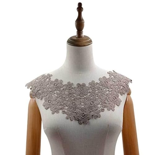 Spitzenkragen Polyester Filament Stickerei Corsage Hohl Bestickt Gefälschte Kragen DIY Spitze Zubehör(Brown) von YOPI