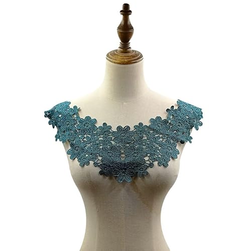 Spitzenkragen Polyester Filament Stickerei Corsage Hohl Bestickt Gefälschte Kragen DIY Spitze Zubehör(Darkgreen) von YOPI