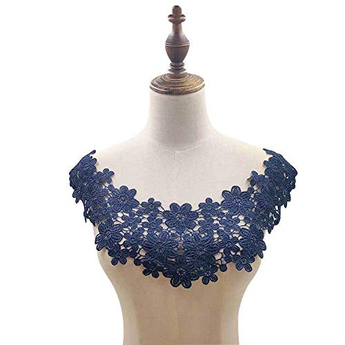 Spitzenkragen Polyester Filament Stickerei Corsage Hohl Bestickt Gefälschte Kragen DIY Spitze Zubehör(Purplishblue) von YOPI