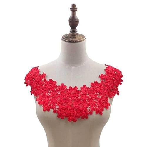 Spitzenkragen Polyester Filament Stickerei Corsage Hohl Bestickt Gefälschte Kragen DIY Spitze Zubehör(Rot) von YOPI