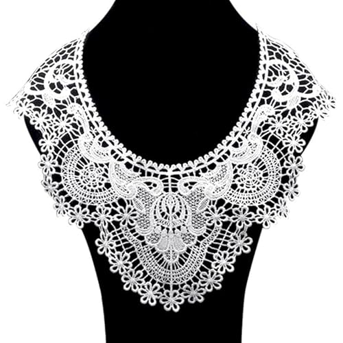 Spitzenkragen Polyester Seide Stickerei Corsage Hohl Falscher Kragen DIY Spitzenzubehör(Weiß) von YOPI