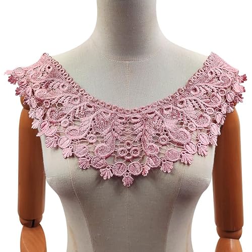Spitzenkragen Polyester Seide Stickerei Corsage Hohlstickerei Falscher Kragen DIY Spitzenzubehör(Beanpastepowder) von YOPI
