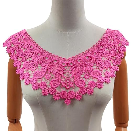 Spitzenkragen Polyester Seide Stickerei Corsage Hohlstickerei Falscher Kragen DIY Spitzenzubehör(RoseRed) von YOPI