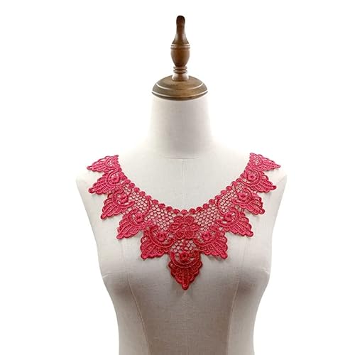 Spitzenkragen Polyester Seide Stickerei Kragen Corsage Hohl Stickerei Falscher Kragen(Burgundy) von YOPI