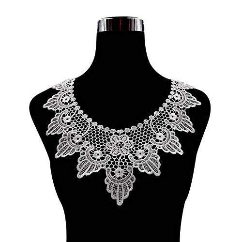 Spitzenkragen Polyester Seide Stickerei Kragen Corsage Hohl Stickerei Falscher Kragen(Weiß) von YOPI