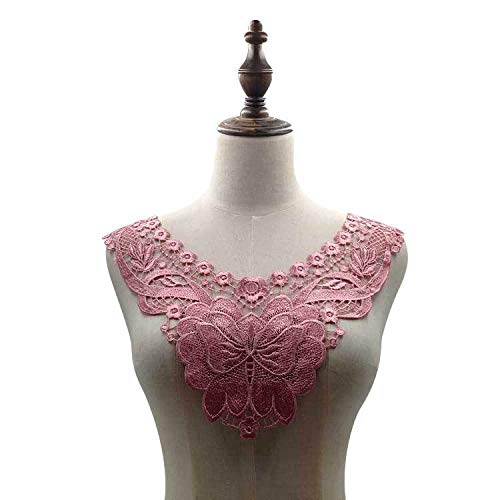 Spitzenkragen Polyester Seide Stickerei Kragen Hohl Corsage Spitze Falscher Kragen(Purplepowder) von YOPI