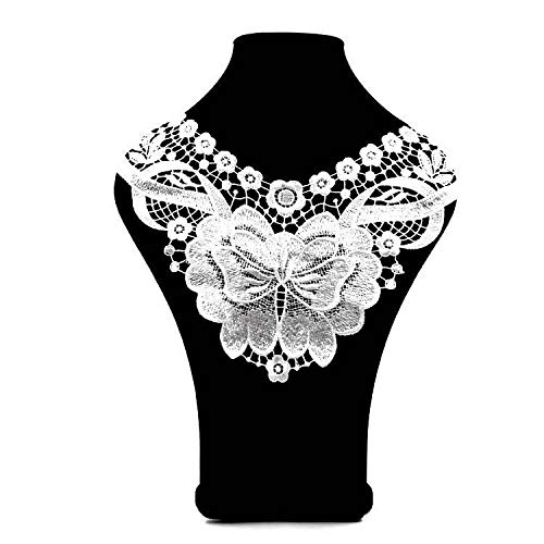 Spitzenkragen Polyester Seide Stickerei Kragen Hohl Corsage Spitze Falscher Kragen(Weiß) von YOPI