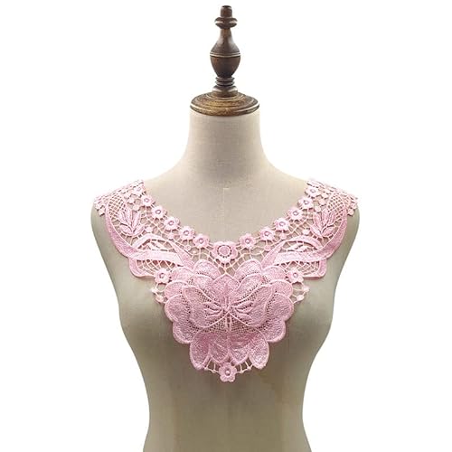 Spitzenkragen Polyester Seide Stickerei Kragen Hohl Corsage Spitze Falscher Kragen(pink) von YOPI