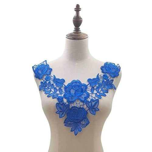 Spitzenkragen Polyester Seide Stickerei Kragen Hohl Stickerei Falscher Kragen DIY Spitzenzubehör(Blue) von YOPI