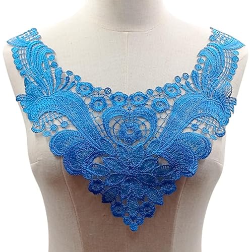 Spitzenkragen Polyester Spitze Corsage Stücke Hohl Gefälschte Kragen DIY Bekleidungs ​​Zubehör Kragen Spitze(Royalblue) von YOPI