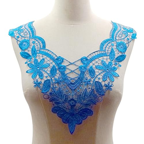 Spitzenstickerei-Corsage, Stickerei-Kragen, Polyester, leichte Seide, hohl, gefälschter Kragen, DIY-Spitzenzubehör(Blue) von YOPI
